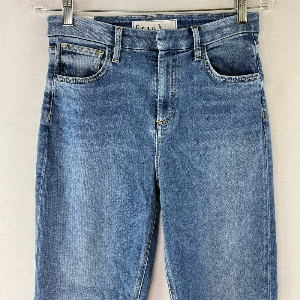 Frank & Eileen “Derry” Blue Denim Straight Leg Frayed Hem Jeans